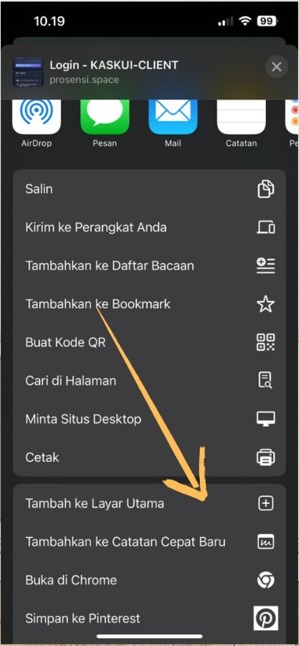 Tambah ke layar Utama